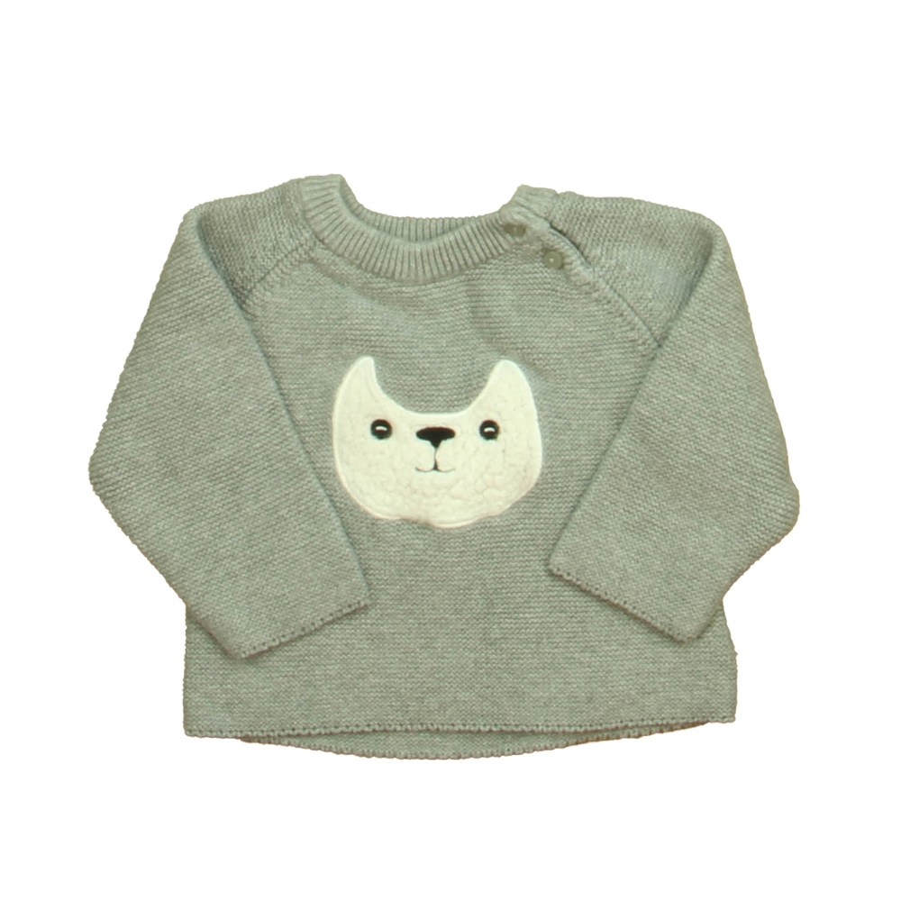 aimama Unisex Gray | White Cat Sweater size: 12-18 Months